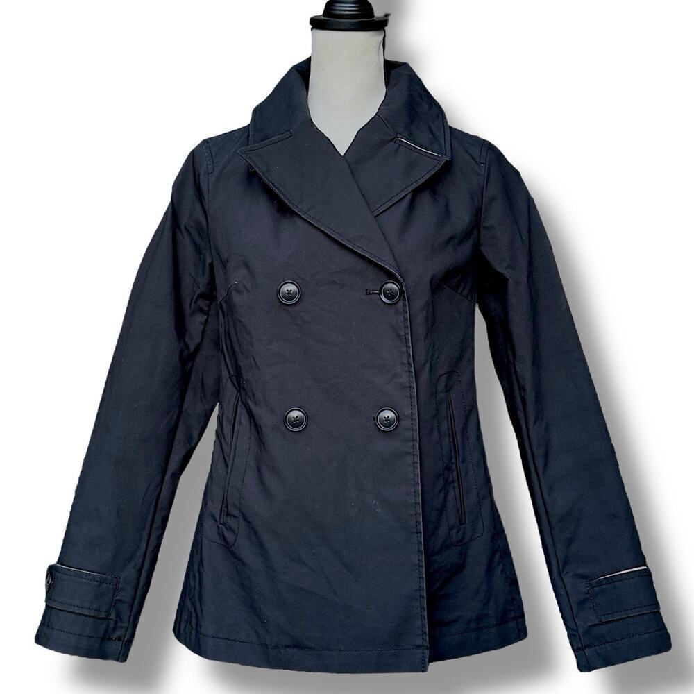 Banana Republic Black Short MAC Jacket Double Breast Lightweight Coat Small